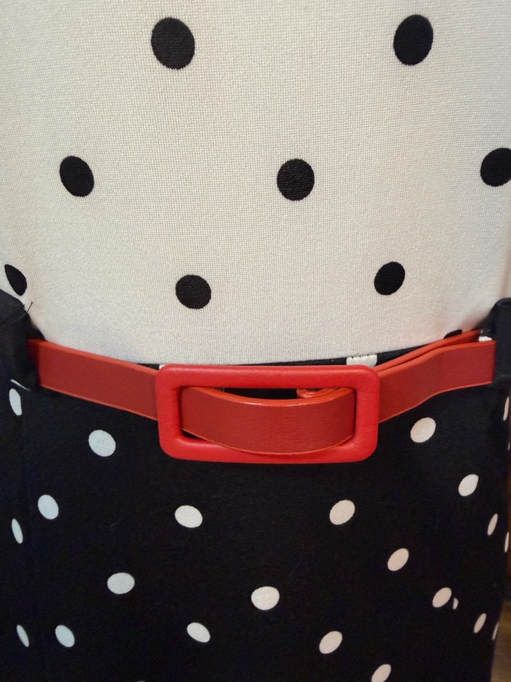 Shelby & Palmer Polka Dot Fit & Flare Dress Red Belt Retro Pin Up Medium - Picture 3 of 4